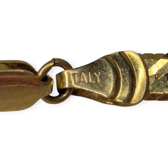 Vintage Milor Italy 14k Gold Herringbone Bracelet 8" w/Lobster Claw Clasp Signed - Picture 5 of 15
